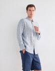 Gasoline Linen Long Sleeve Shirt, White & Navy product photo View 06 S