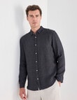 Gasoline Linen Long Sleeve Shirt, Graphite product photo View 06 S