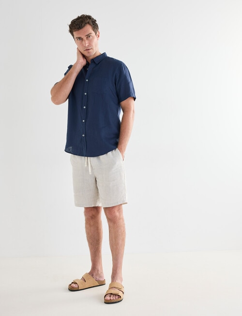 Gasoline Linen Short Sleeve Shirt, Slate product photo View 03 L