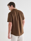 Gasoline Linen Short Sleeve Shirt, Chocolate product photo View 02 S