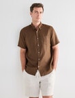 Gasoline Linen Short Sleeve Shirt, Chocolate product photo View 05 S
