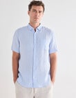 Gasoline Linen Short Sleeve Shirt, Light Blue product photo View 05 S