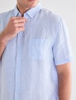 Gasoline Linen Short Sleeve Shirt, Light Blue product photo View 07 S