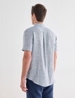 Gasoline Linen Short Sleeve Shirt, White & Navy product photo View 02 S