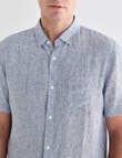 Gasoline Linen Short Sleeve Shirt, White & Navy product photo View 04 S