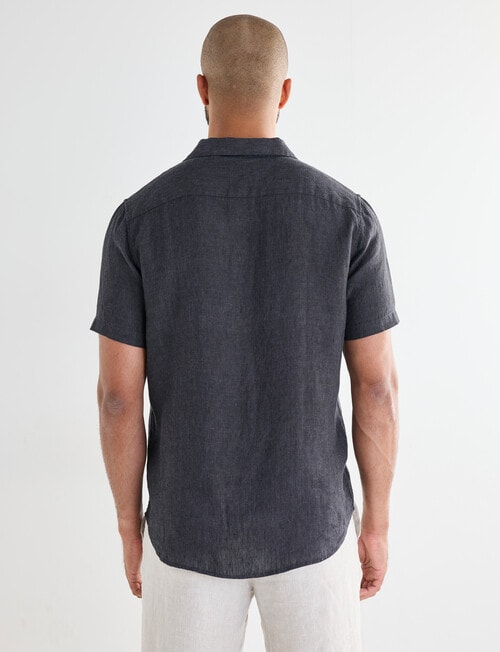 Gasoline Linen Short Sleeve Shirt, Graphite product photo View 02 L