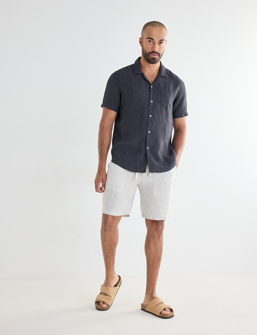 Gasoline Linen Short Sleeve Shirt, Graphite product photo View 03 L