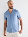 Gasoline Linen Short Sleeve Shirt, Blue product photo
