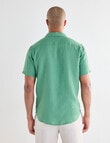 Gasoline Linen Short Sleeve Shirt, Green product photo View 02 S
