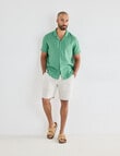 Gasoline Linen Short Sleeve Shirt, Green product photo View 03 S