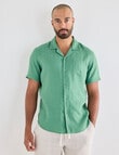 Gasoline Linen Short Sleeve Shirt, Green product photo View 05 S