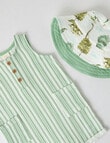 Little Bundle Dino Cheese Cloth Shortall & Hat Set, 2-Piece, Green & Vanilla product photo View 02 S