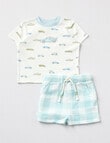 Little Bundle Car Top & Shorts Set, 2-Piece, Aqua product photo