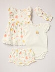 Little Bundle Flower Dress, Bodysuit, Bloomers & Headband Set, 4-Piece, White product photo