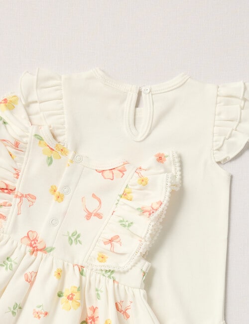 Little Bundle Flower Dress, Bodysuit, Bloomers & Headband Set, 4-Piece, White product photo View 02 L