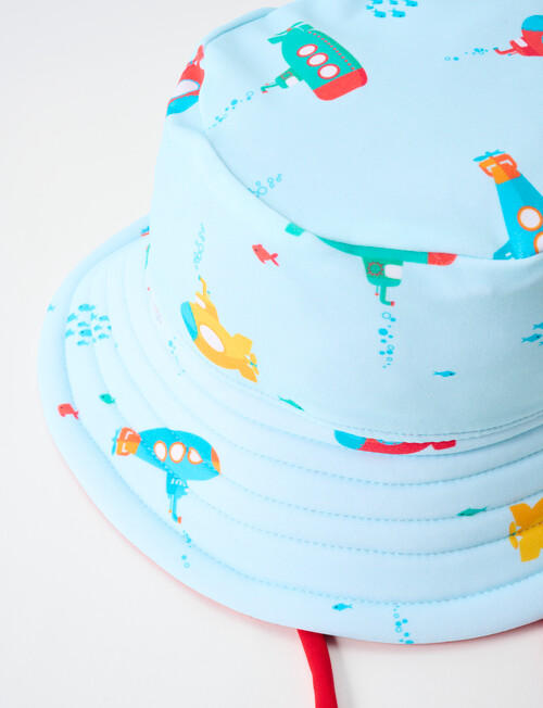 Teeny Weeny Submarine Reversible Swim Bucket Hat, Multicoloured product photo View 02 L