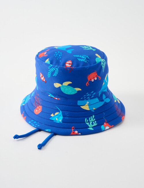 Teeny Weeny Whale Reversible Swim Bucket Hat, Blue product photo