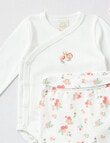Little Bundle Flower Bodysuit, Crawlers & Hat Set, 3-Piece, White product photo View 02 S