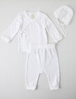 Little Bundle Pointelle Top, Pants & Hat Set, 3-Piece, Vanilla product photo