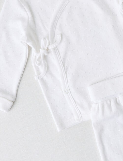 Little Bundle Pointelle Top, Pants & Hat Set, 3-Piece, Vanilla product photo View 02 L