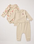 Little Bundle Lady Bug Bodysuit, Top & Pants Set, 3-Piece, Light Taupe product photo