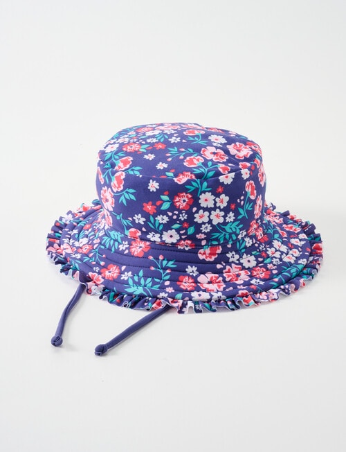 Teeny Weeny Ditsy Floral Reversible Swim Bucket Hat, Navy product photo