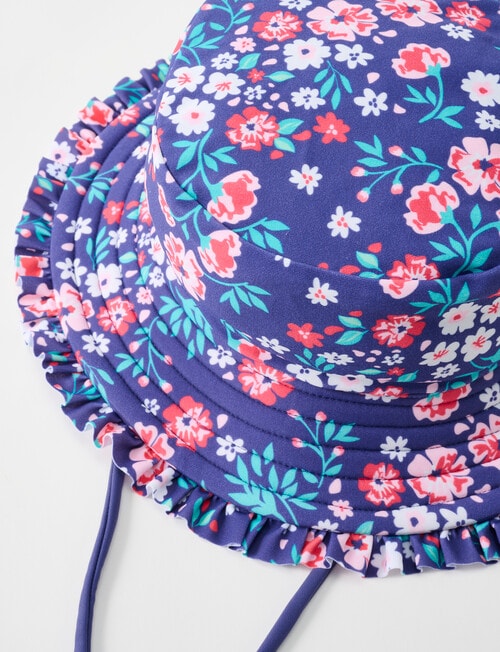 Teeny Weeny Ditsy Floral Reversible Swim Bucket Hat, Navy product photo View 02 L