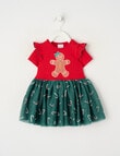 Teeny Weeny Christmas Novelty Gingerbread Man Tutu Bodysuit Dress, Red product photo