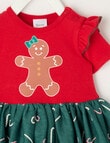 Teeny Weeny Christmas Novelty Gingerbread Man Tutu Bodysuit Dress, Red product photo View 02 S