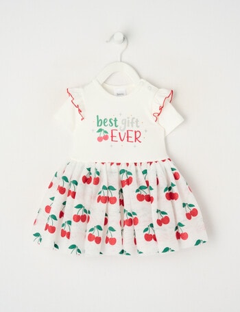 Teeny Weeny Christmas Novelty Best Gift Ever Tutu Bodysuit Dress, White product photo