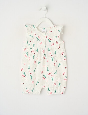 Teeny Weeny Christmas Novelty Mistletoe Romper, White product photo