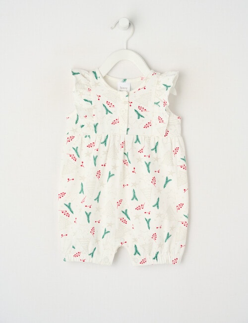 Teeny Weeny Christmas Novelty Mistletoe Romper, White product photo