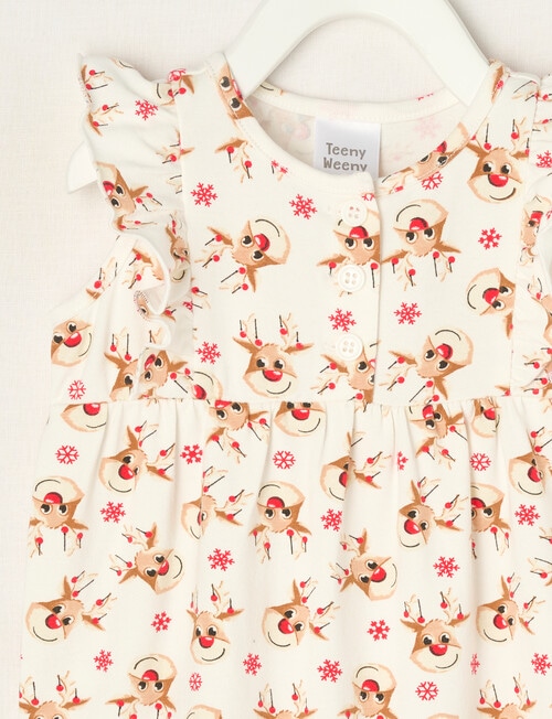 Teeny Weeny Christmas Novelty Rudolph Romper, White & Red product photo View 02 L