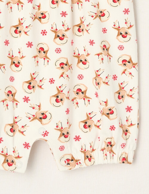 Teeny Weeny Christmas Novelty Rudolph Romper, White & Red product photo View 03 L