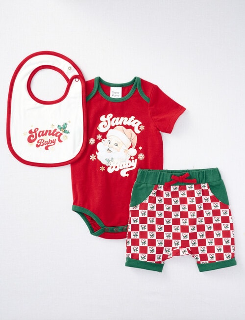 Teeny Weeny Santa Baby Set, 3-Piece, White, Red & Green product photo
