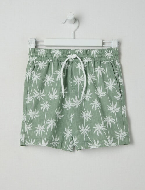 Mac & Ellie All Over Print Palm Woven Shorts, Khaki product photo