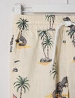 Mac & Ellie All Over Print Dino Woven Shorts, Stone product photo View 02 S