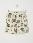 Mac & Ellie All Over Print Car Woven Shorts, Stone product photo