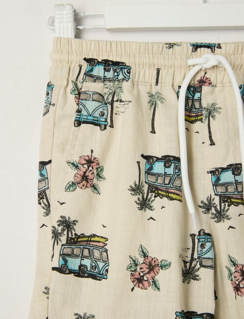 Mac & Ellie All Over Print Car Woven Shorts, Stone product photo View 02 L