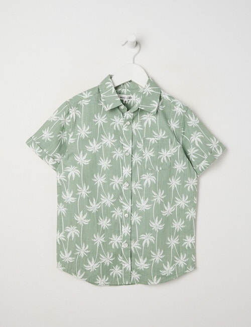 Mac & Ellie Palm All Over Print Short Sleeve Shirt, Khaki product photo