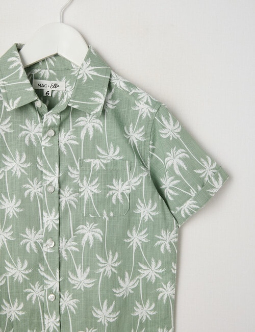 Mac & Ellie Palm All Over Print Short Sleeve Shirt, Khaki product photo View 02 L