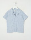 Mac & Ellie Linen Blend Short Sleeve Shirt, Blue product photo