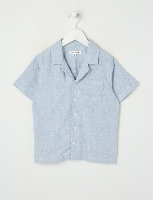 Mac & Ellie Linen Blend Short Sleeve Shirt, Blue product photo