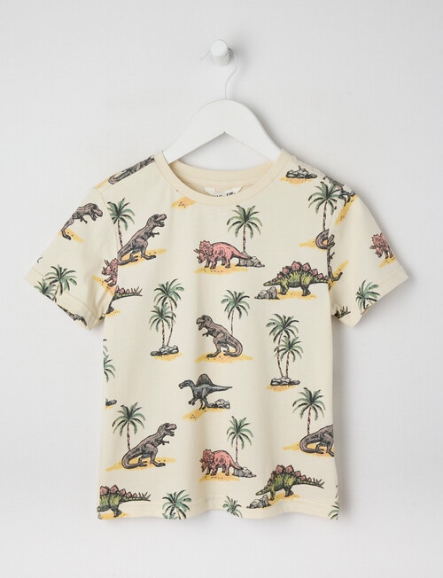 Mac & Ellie All Over Print Dino Short Sleeve Tee, Beige product photo