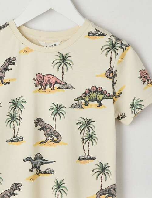 Mac & Ellie All Over Print Dino Short Sleeve Tee, Beige product photo View 02 L