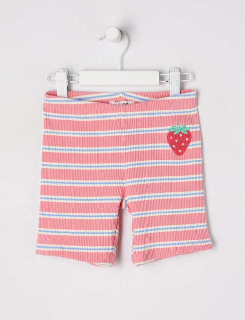 Mac & Ellie Stripe Rib Bike Short, Strawberry product photo