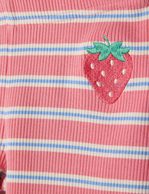 Mac & Ellie Stripe Rib Bike Short, Strawberry product photo View 02 L