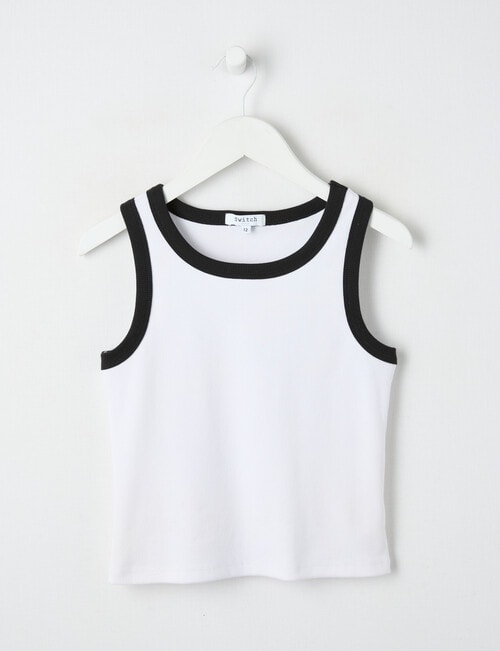 Switch Emma Rib Singlet, White & Black product photo