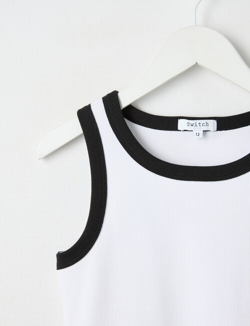 Switch Emma Rib Singlet, White & Black product photo View 02 L