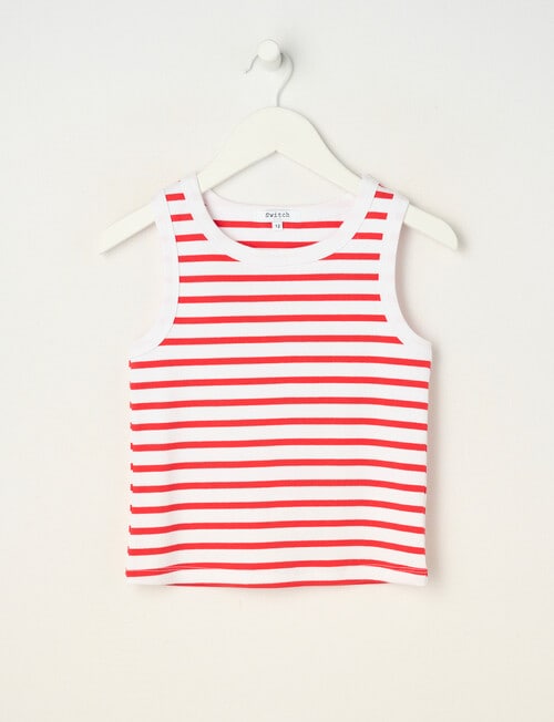 Switch Emma Stripe Rib Singlet, Red & White product photo